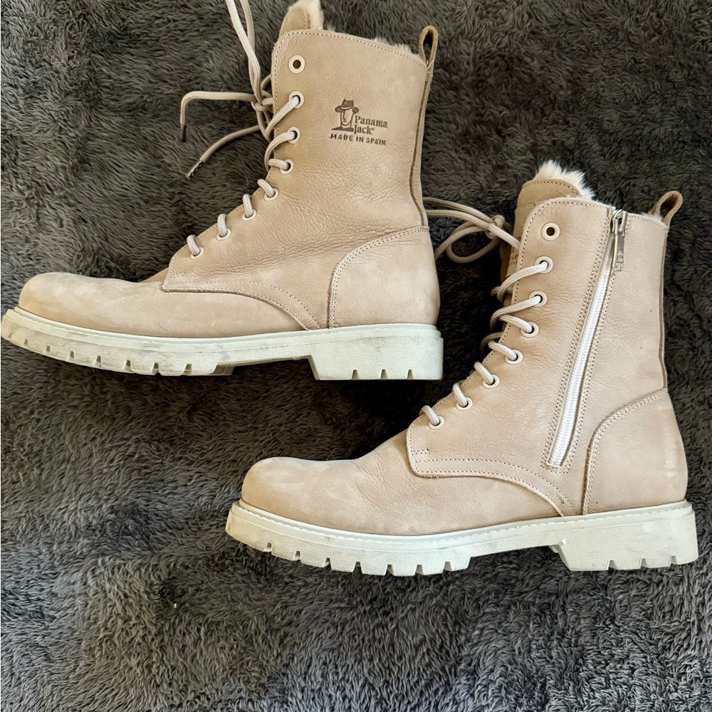 Panama Jack Leather Boots with Fur Lining - Made in Spain (Size 9) (Size 40)